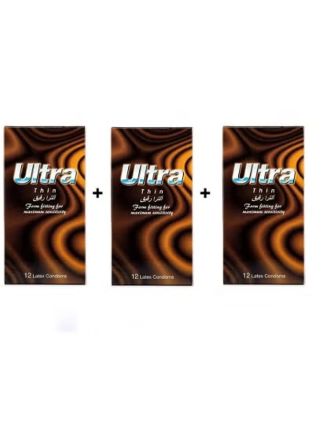 Ultra Condoms Thin 3 packs 12 each